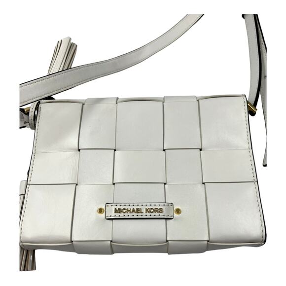 Michael Kors Lattice Leather While Crossbody Handbag - Picture 5 of 8